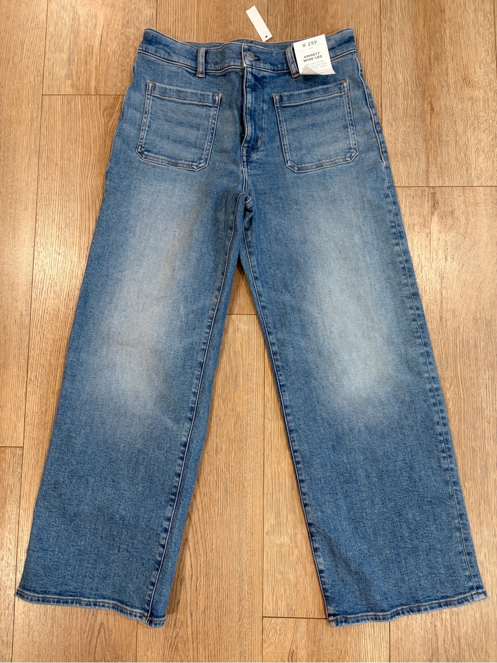 Madewell Emmett Wide-Leg Jeans High Rise Medium Wash Petite 28P NWT